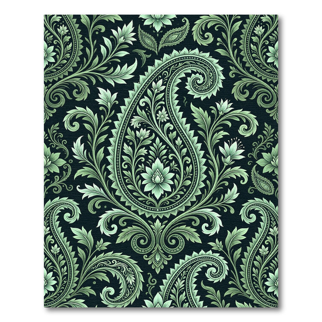 Mint Green Paisley Floral Ornament Rug