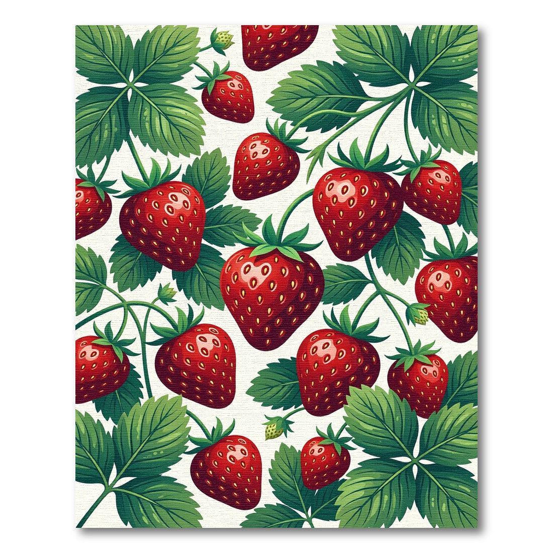 Vibrant Red Strawberry Garden Botanical Rug