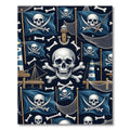 Dark Blue Pirate Skull Nautical Flag Rug