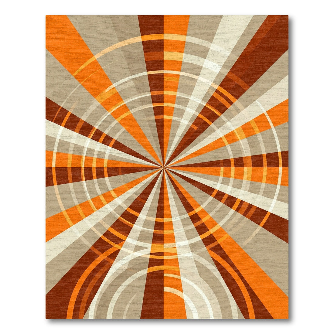 Mid-Century Modern Orange Brown Sunburst Rug
