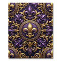 Regal Purple and Gold Fleur-de-Lis Rug