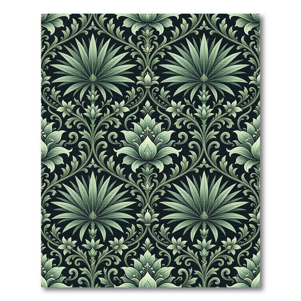 Sage Green Floral Damask Art Nouveau Rug