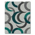Modern Teal and Charcoal Crescent Arcs Rug