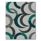 Modern Teal and Charcoal Crescent Arcs Rug