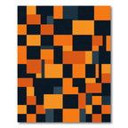 Bold Geometric Orange and Charcoal Block Rug