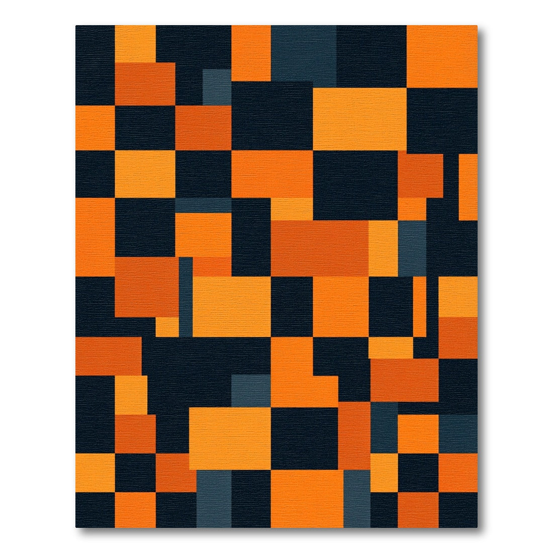 Bold Geometric Orange and Charcoal Block Rug