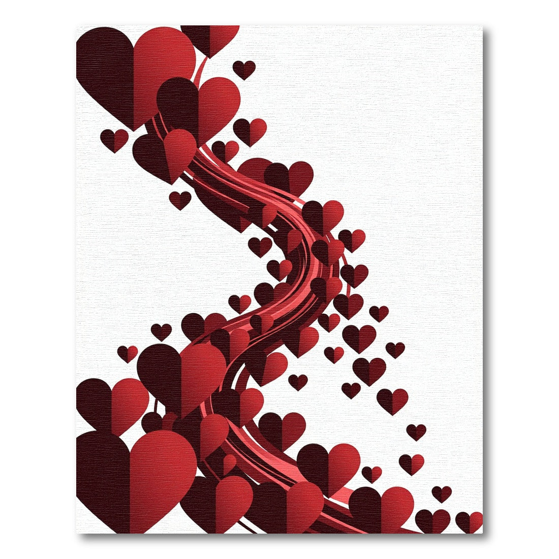 Cascading Crimson Hearts Fluid Ribbon Rug