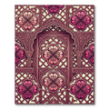 Rich Magenta Quatrefoil Arch Lattice Rug