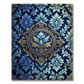 Ornate Blue Golden Acanthus Medallion Rug