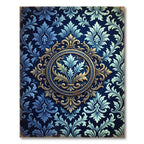 Ornate Blue Golden Acanthus Medallion Rug