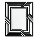 Chic Black White Layered Geometric Rug