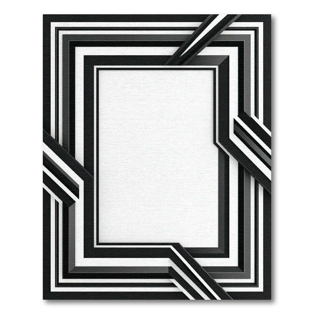 Chic Black White Layered Geometric Rug