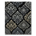 Ornate Gray Gold Accents Damask Rug