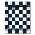 Deep Blue White Checkerboard Border Rug
