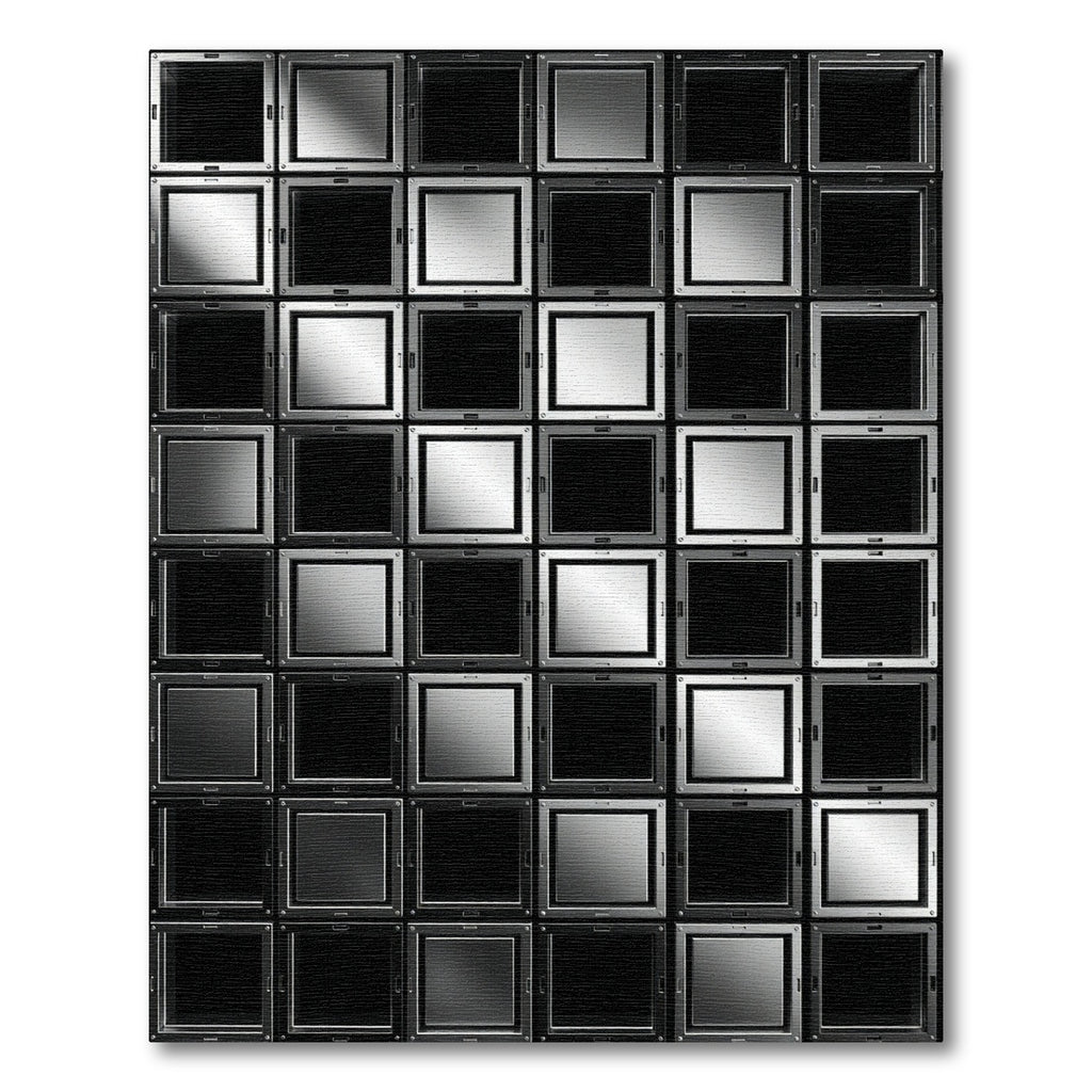 Monochrome Metallic Grid Geometric Square Rug