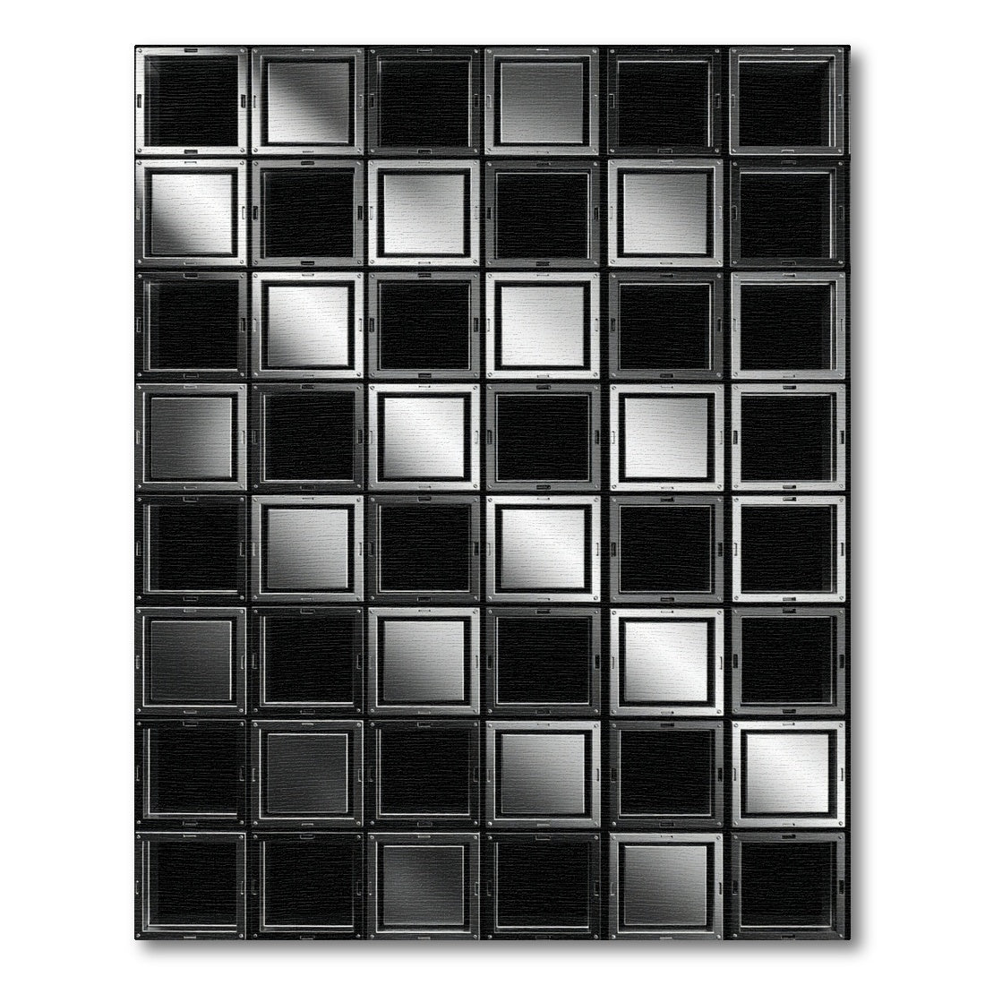Monochrome Metallic Grid Geometric Square Rug
