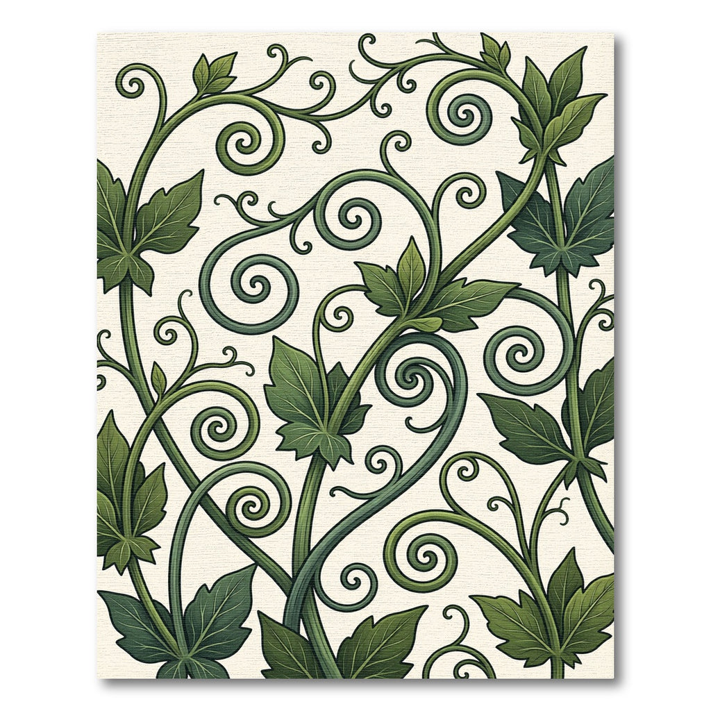 Elegant Verdant Vine Swirl Rug