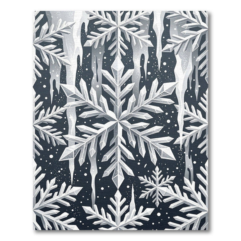 Elegant White Icicle Winter Snowflake Rug