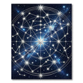 Celestial Silver Geometric Starry Night Rug