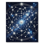 Celestial Silver Geometric Starry Night Rug