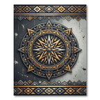 Golden Star Compass Geometric Monochromatic Rug