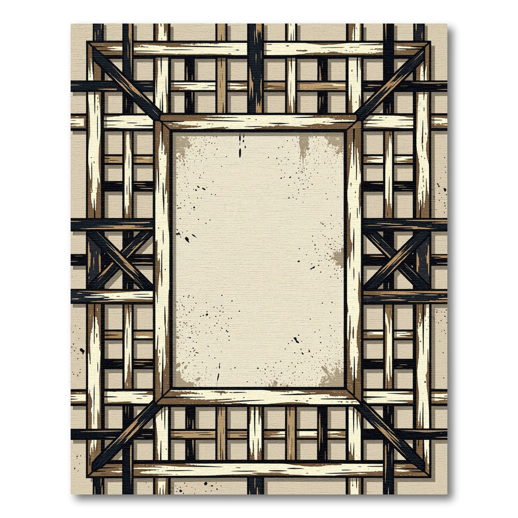 Rustic Wood Lattice Frame Rug