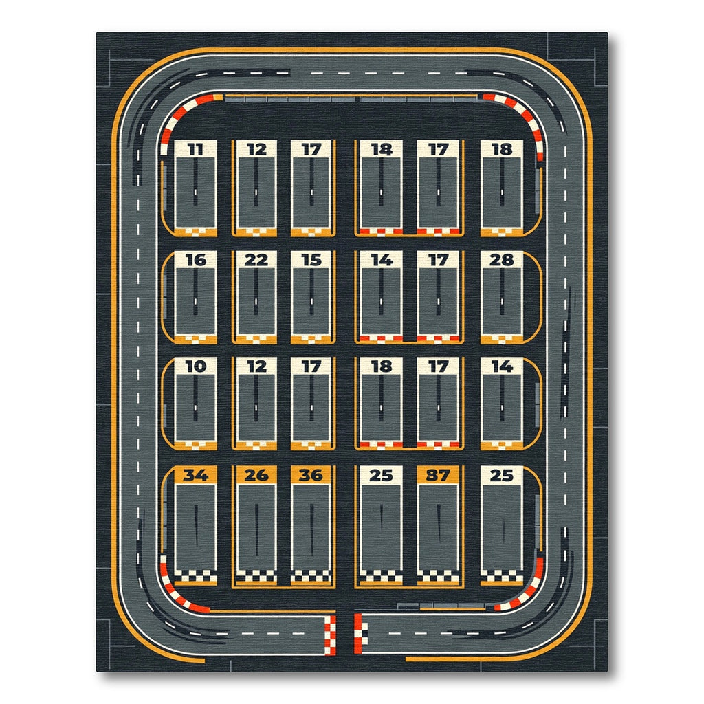 Colorful Geometric Racing Track Grid Rug