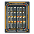 Colorful Geometric Racing Track Grid Rug