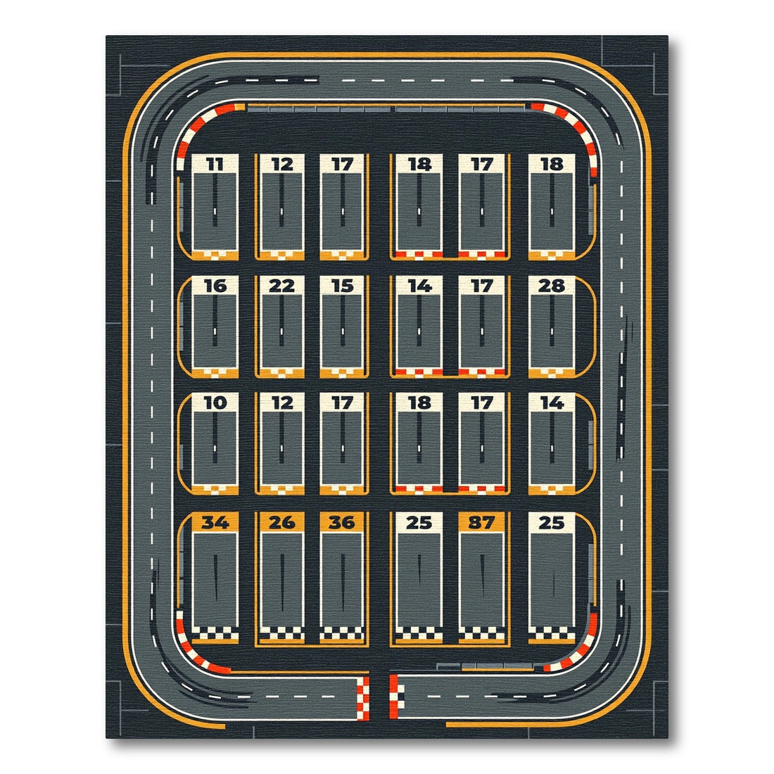 Colorful Geometric Racing Track Grid Rug