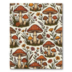 Whimsical Forest Mushroom and Wildflower Meadow Rug