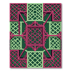 Emerald and Magenta Interlocking Lattice Rug