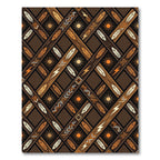 Earthy Brown Boho Geometric Feather Rug