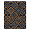 Midnight Blue Golden Geometric Diamond Rug