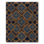 Midnight Blue Golden Geometric Diamond Rug