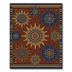 Celestial Golden Sunburst Earthy Brown Rug