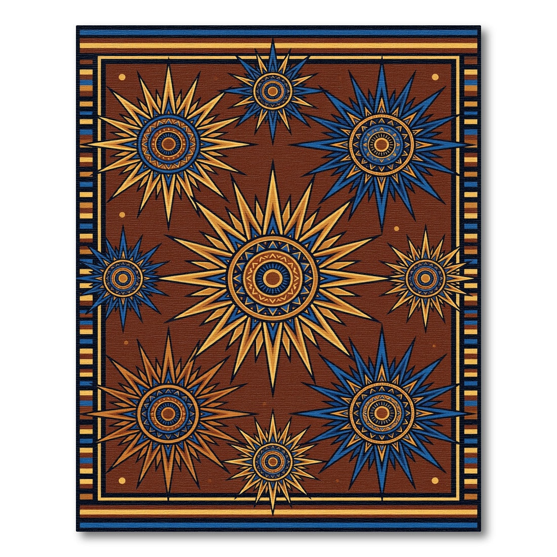 Celestial Golden Sunburst Earthy Brown Rug