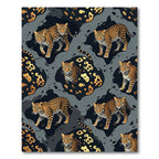 Golden Leopard Ink Blot Abstract Rug