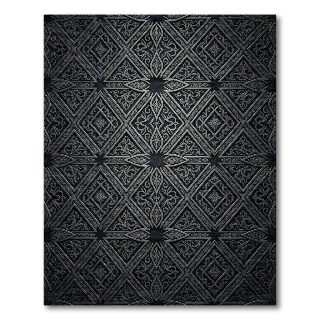 Silver Geometric Floral Lattice Rug