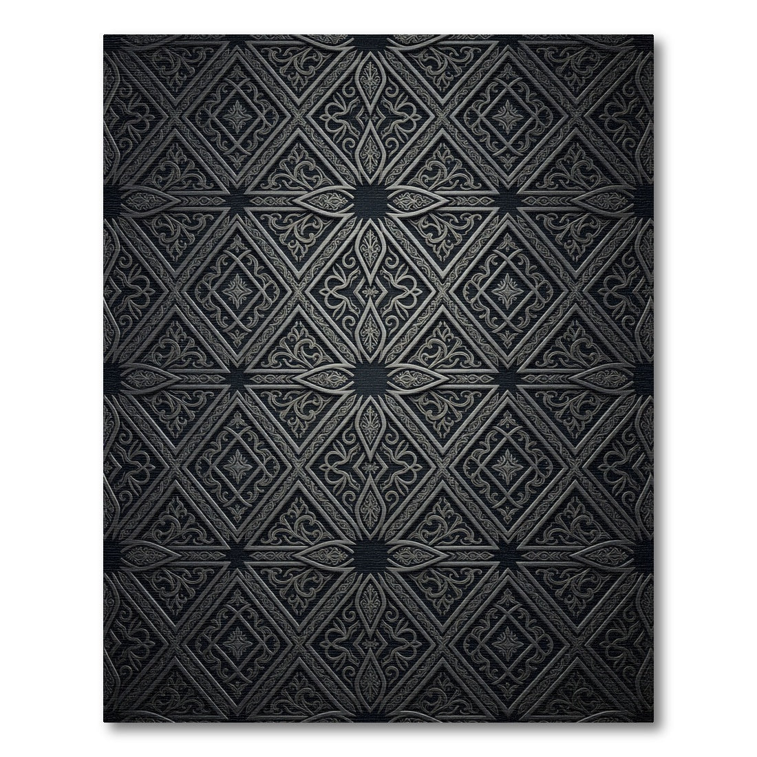 Silver Geometric Floral Lattice Rug