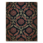 Vintage Crimson Koi and Peony Foliage Rug
