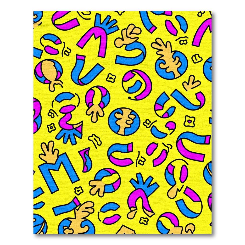 Yellow Abstract Retro Playful Shapes Rug
