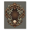 Ornate Gold Brown Seashell Scrollwork Rug