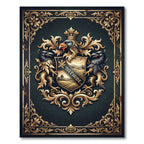 Gothic Gold Raven Heraldic Crest Area Rug