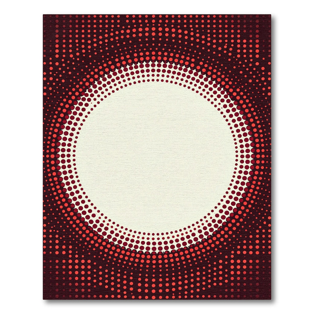 Crimson Radial Halftone Circular Aura Rug