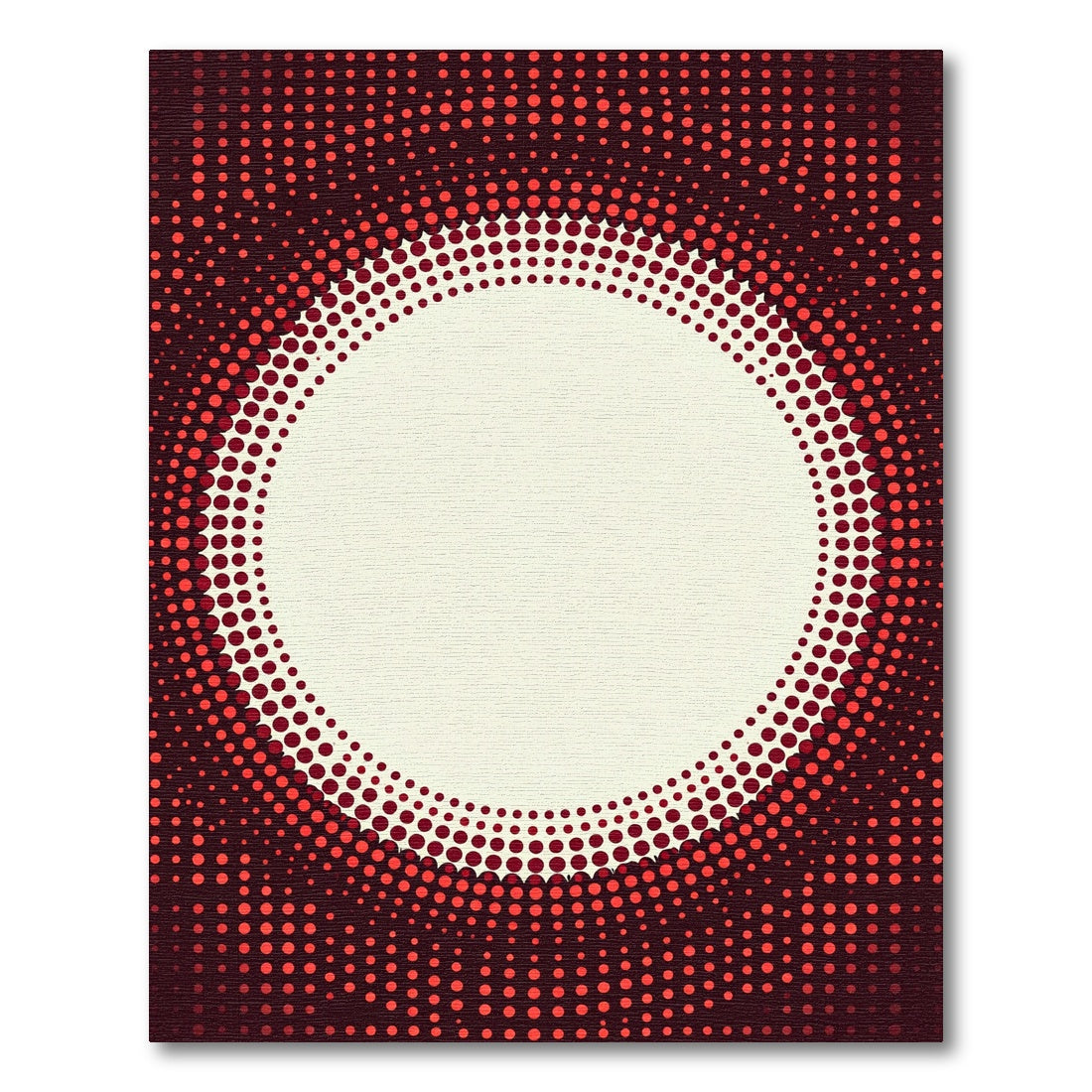 Crimson Radial Halftone Circular Aura Rug