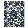 Indigo Blue Floral Art Nouveau Meadow Rug