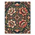 Earthy Coral Floral Medallion Composition Rug