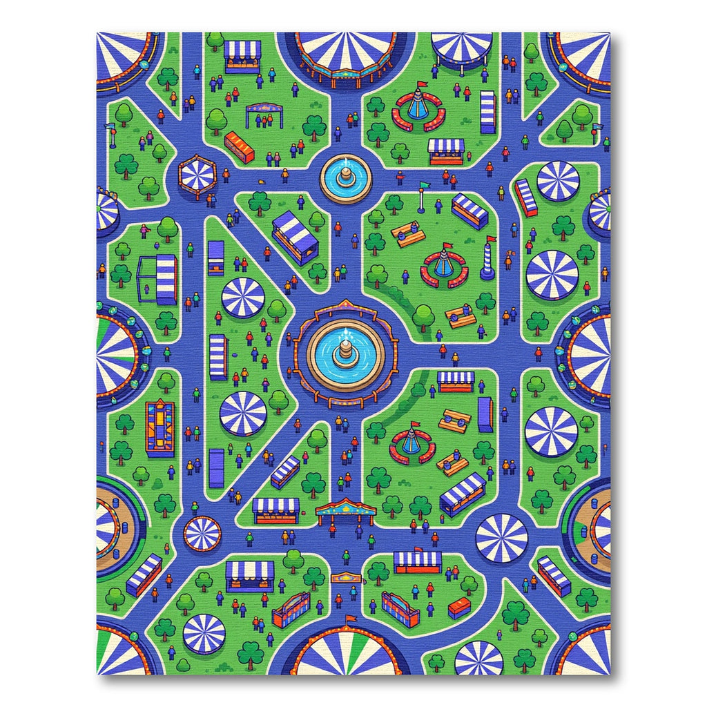 Vibrant Playful Carnival Fairground Maze Rug