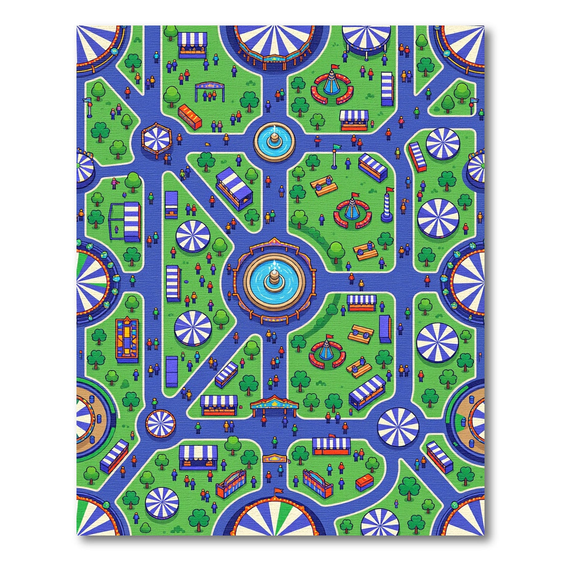 Vibrant Playful Carnival Fairground Maze Rug