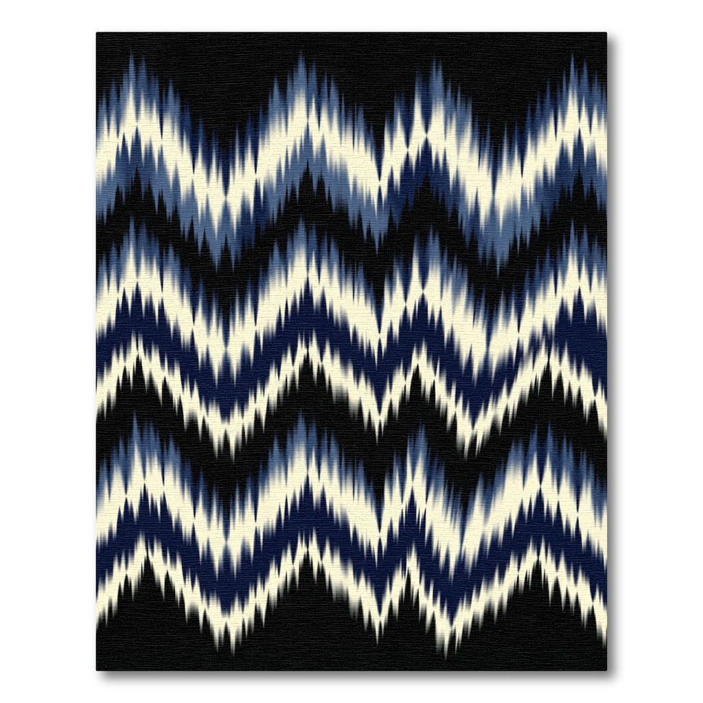 Indigo Cream Jagged Chevron Abstract Rug